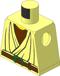 Minifig Torso with SW Layered Shirt, Reddish Brown Belt and Metallic Gold Buckle Pattern