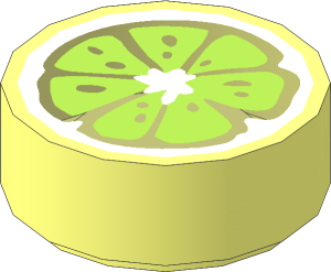 Tile  1 x  1 Round with Lime Slice Pattern