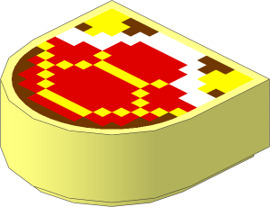 Tile  1 x  1 with Rounded End with Super Mario Pixelated Koopa Troopa Pattern