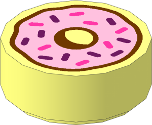 Tile  1 x  1 Round with Donut and Sprinkles Pattern