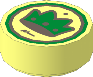 Tile  1 x  1 Round with Gold Crown Coin Pattern