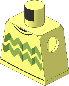 Minifig Torso with Bright Light Yellow Zigzag Lines and Black Collars Pattern