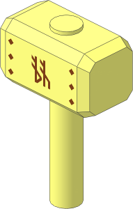 Minifig Sledgehammer with Copper Runes 2-Sided Pattern