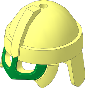 Minifig Helmet with Cheek Guard and Neck Protector with Gold Front Pattern