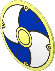 Minifig Shield Round Bowed with Blue and White Panels Pattern