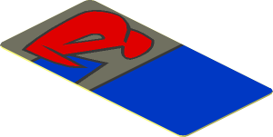 Sticker  0.8 x  1.7 with Red Markings and Blue Rectangle Right