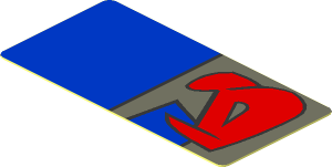 Sticker  0.8 x  1.7 with Red Markings and Blue Rectangle Left