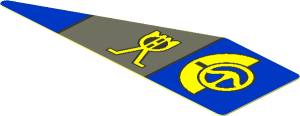 Sticker  0.8 x  2.6 Triangular with Blue and Dark Bluish Grey Panels and Yellow Markings Left