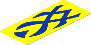 Sticker  1.7 x  0.7 with Blue Markings on Yellow Background
