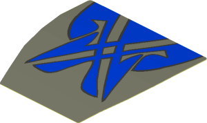 Sticker  2.5 x  2.7 with Blue Markings on Dark Bluish Grey Background (Formed)