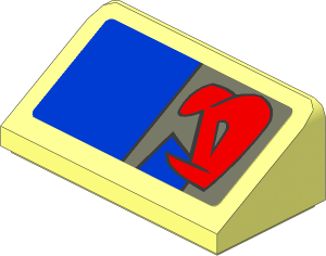 Slope Brick 31  1 x  2 x  0.667 with Red Markings and Blue Rectangle Left Sticker