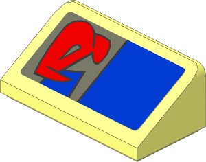Slope Brick 31  1 x  2 x  0.667 with Red Markings and Blue Rectangle Right Sticker