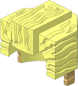 Minifig Hair Trapezoid Swept Back with Tan Neck Pattern
