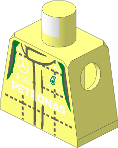 Minifig Torso with Crew Suit with Mercedes Team Logos Pattern