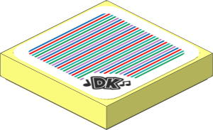 Tile 2 x 2 with Bar Code and 'DK' and Music Notes Pattern