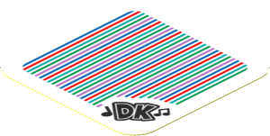 Sticker 1.8 x 1.8 with Bar Code and 'DK' and Music Notes