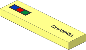 Tile  1 x  4 with Blue, Red and Green Buttons and "CHANNEL" Pattern