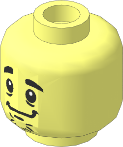 Minifig Head with Chin Stubbles, Black Eyebrows and Goofy Smile/Scared 2-Sided Pattern