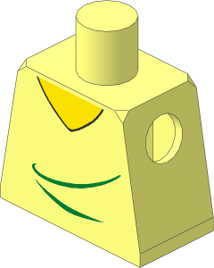 Minifig Torso with V-Neck Shirt and Green Creases Pattern