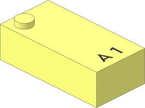 Brick Braille 2 x 4 with 1 Stud (DOTS-1) with "A 1" Pattern
