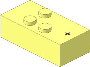 Brick Braille 2 x 4 with 3 Studs (DOTS-235) with "+" Pattern
