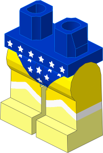 Minifig Hips and Legs with White Stars, Blue Leotard and Light Nougat Legs Pattern