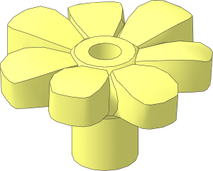 Plant Flower with  7 Alternate Petals with Centre Ring with Bar and Pin Hole