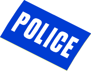 Sticker  0.9 x  1.9 with White "POLICE" on Blue Background (Formed for Motorcycle Body Fairing)
