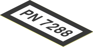 Sticker  0.9 x  1.9 with Black "PN 7288" and Border on White Background