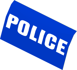 Sticker  1.9 x  3.9 with White "POLICE" on Blue Background (Formed)