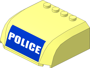 Slope Brick 45  5 x  6 x  2 Double Curved with White "POLICE" on Blue Background Sticker