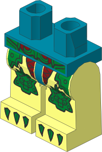 Minifig Hips and Legs with Gold Belt, Armour Scales, Knee Pads and Claws Pattern