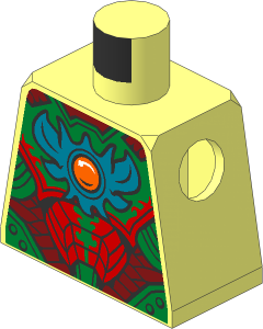 Minifig Torso with Dark Red, Red and Gold Armour and Fire Chi Emblem Pattern