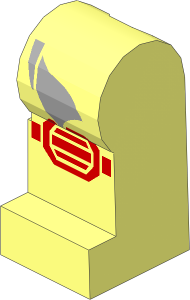 Minifig Leg Left with Light Bluish Grey Sash and Medium Nougat Knee Pad Pattern
