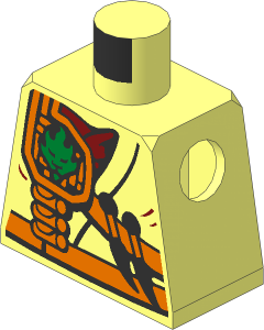 Minifig Torso with Fire Power Emblem, Kunai Knives and Scabbard Pattern