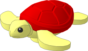 Animal Sea Turtle Baby with Black Eyes and Medium Nougat Shell Pattern