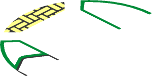 ~Electric Brick  4 x  4 x  0.667 Round - Top with  2 Studs with Hexagon, Gold Borders and Rectangles Pattern - Half