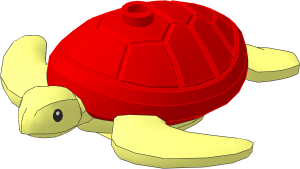 Animal Sea Turtle with Black Eyes and Medium Nougat Shell Pattern