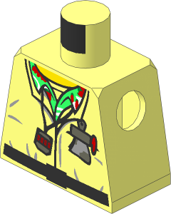 Minifig Torso with Stopwatch, Notebook and Radiation Symbol Pattern
