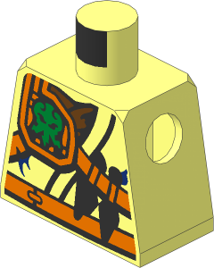 Minifig Torso with Belt, Knife, Scabbard and Lightning Power Emblem Pattern