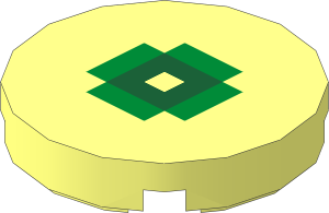 Tile  2 x  2 Round with  4 Pixelated Bright Green Rectangles around Centerless Dark Green Square Pattern