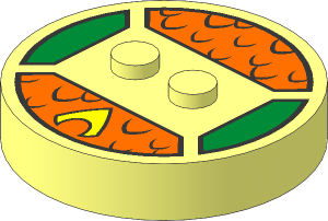 Brick  4 x  4 x  0.667 Round with RFID Tag and  2 Studs with Yellow Symbol and Black Scales Pattern
