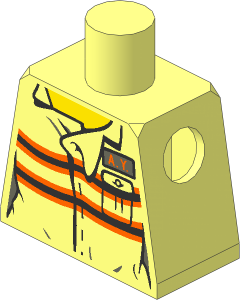 Minifig Torso with Jumpsuit, Orange and Silver Lines and "A.Y." ID Badge Pattern