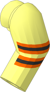 Minifig Arm Left with Orange and Silver Stripes Pattern