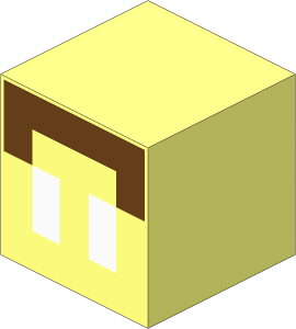 Minifig Baby Head Cuboid with Pixelated White Eyes and Medium Azure Forehead Pattern