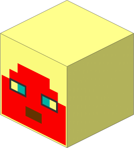 Minifig Head Cuboid with Minecraft Guardian Warrior Pattern