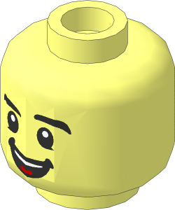 Minifig Head with Black Eyebrows, White Pupils and Open Mouth Smile/Clenched Teeth 2-Sided Pattern