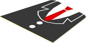 Sticker Minifig Torso with Black Suit with Two Buttons and Red Tie