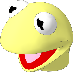 Minifig Head Muppet Frog (Kermit) with White Eyes and Red Mouth Pattern