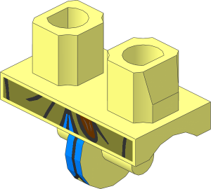 Minifig Hips with Olive Green and Medium Blue Coattails Pattern